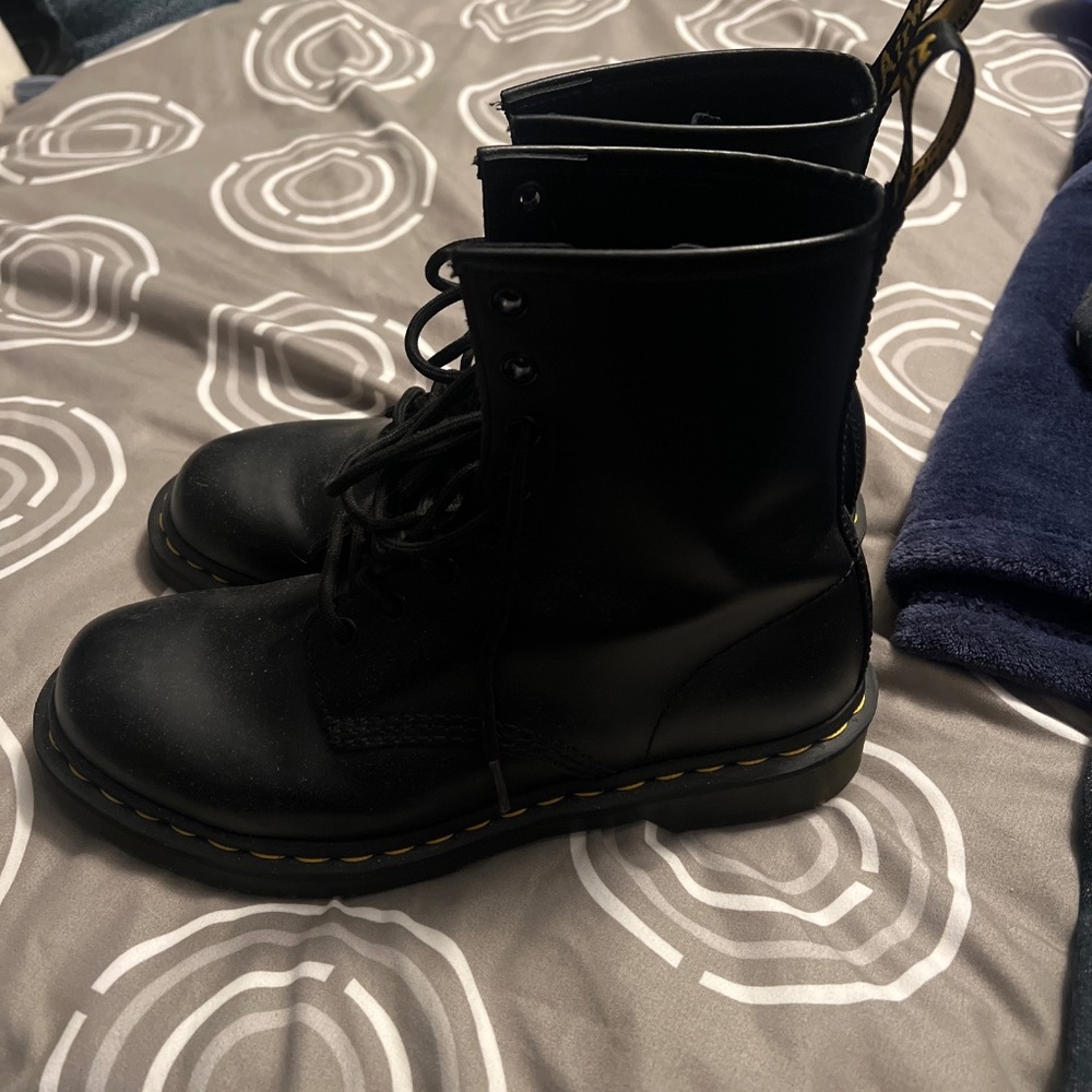 Dr martens black boots worn one time! Size 9